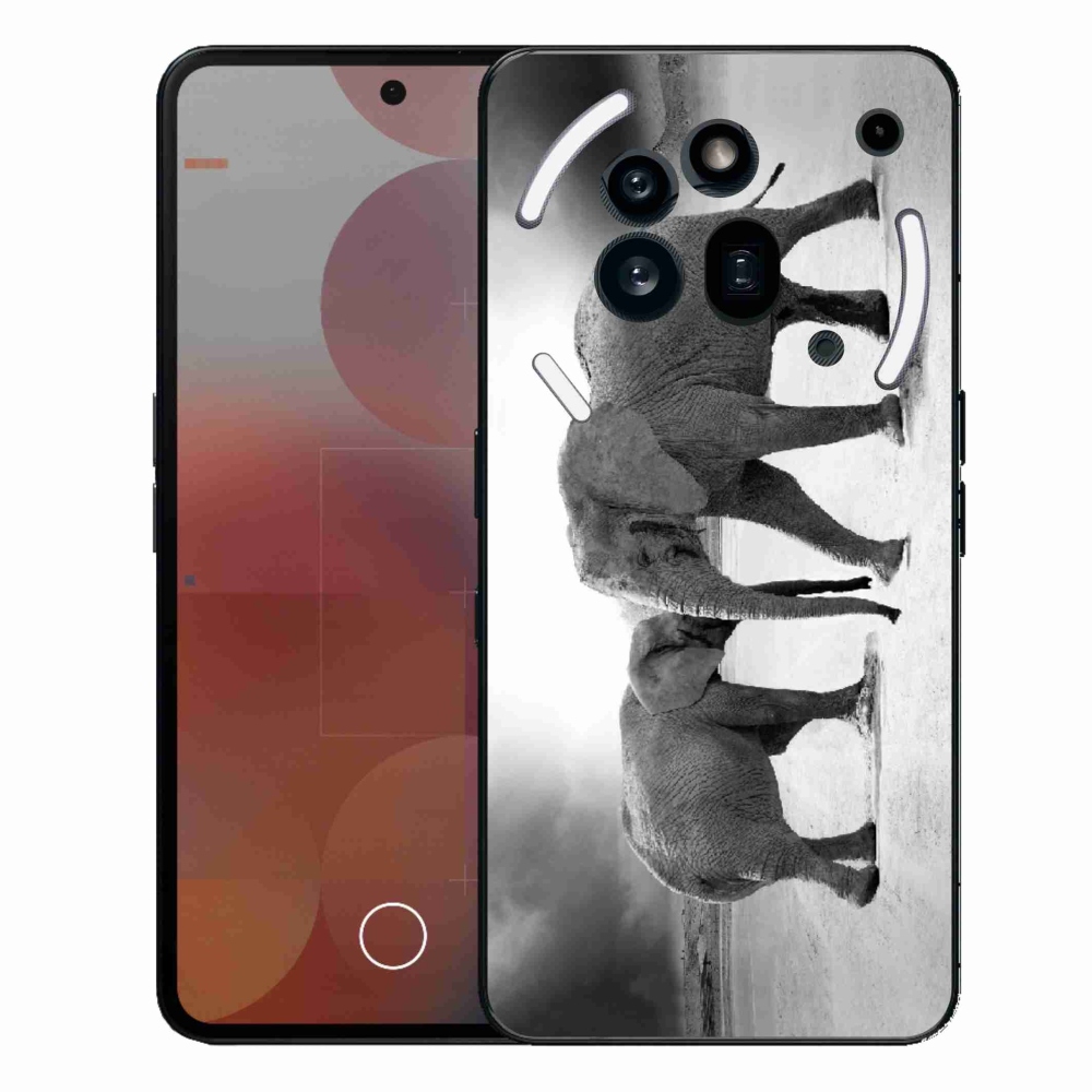 Zselés borítás mmCase a Nothing Phone (3a) Pro készülékhez - fekete-fehér elefántok