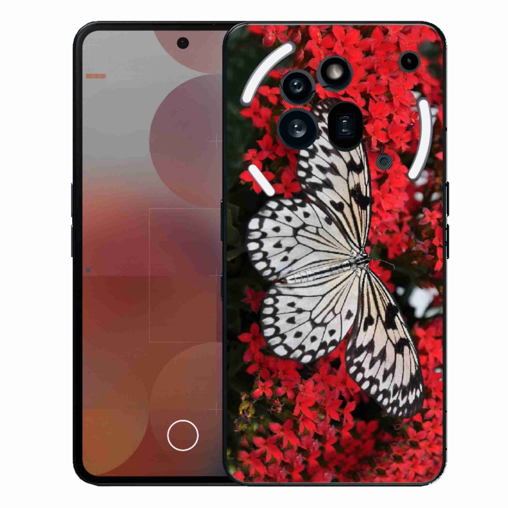 Zselés borítás mmCase a Nothing Phone (3a) Pro készülékhez - fekete-fehér pillangó 1