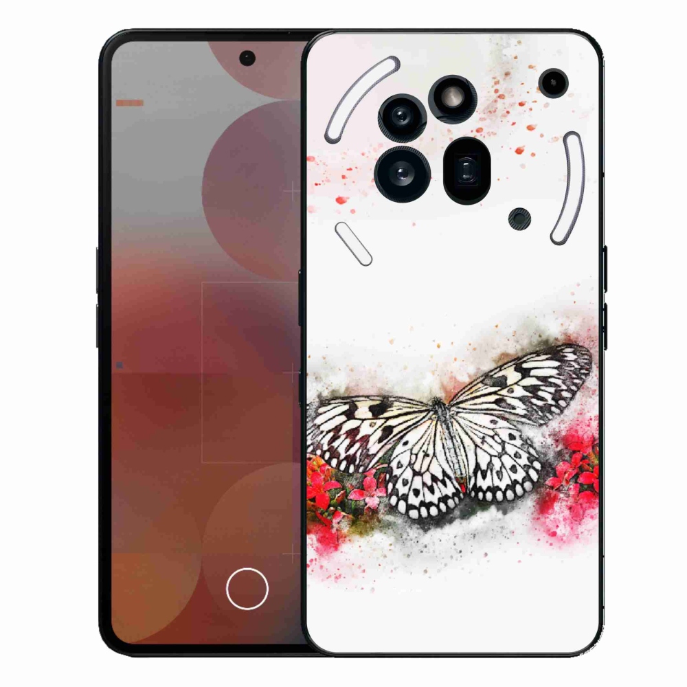 Zselés borítás mmCase a Nothing Phone (3a) Pro készülékhez - fekete-fehér pillangó