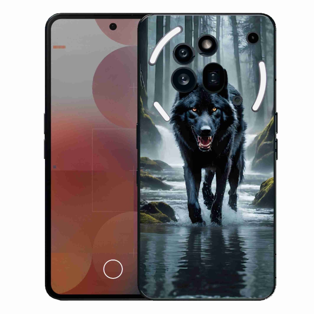 Zselés borítás mmCase a Nothing Phone (3a) Pro készülékhez - fekete farkas
