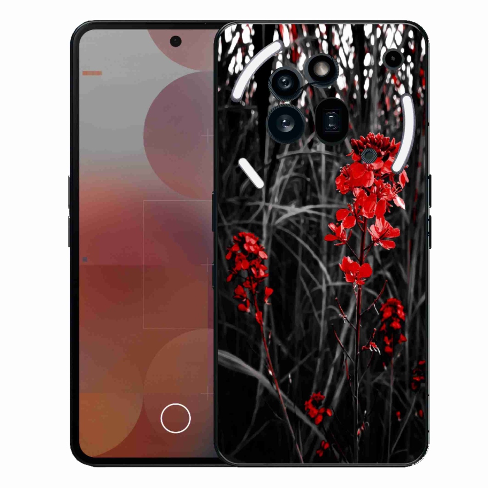 Zselés borítás mmCase a Nothing Phone (3a) Pro készülékhez - piros növény