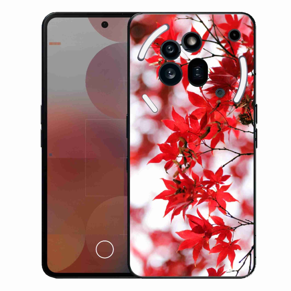 Zselés borítás mmCase a Nothing Phone (3a) Pro készülékhez - piros levelek