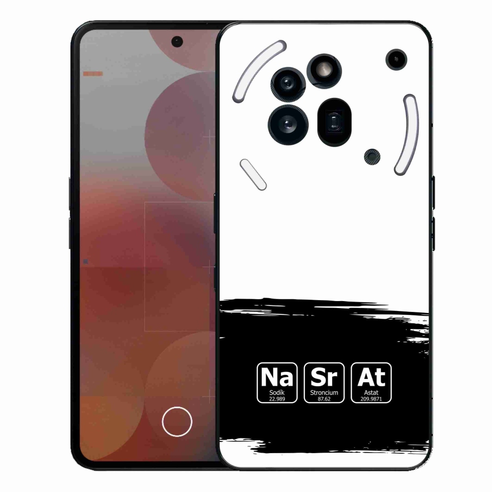Gél borító mmCase a Nothing Phone (3a) Pro készülékre - kémiai elemek fekete-fehér háttérrel