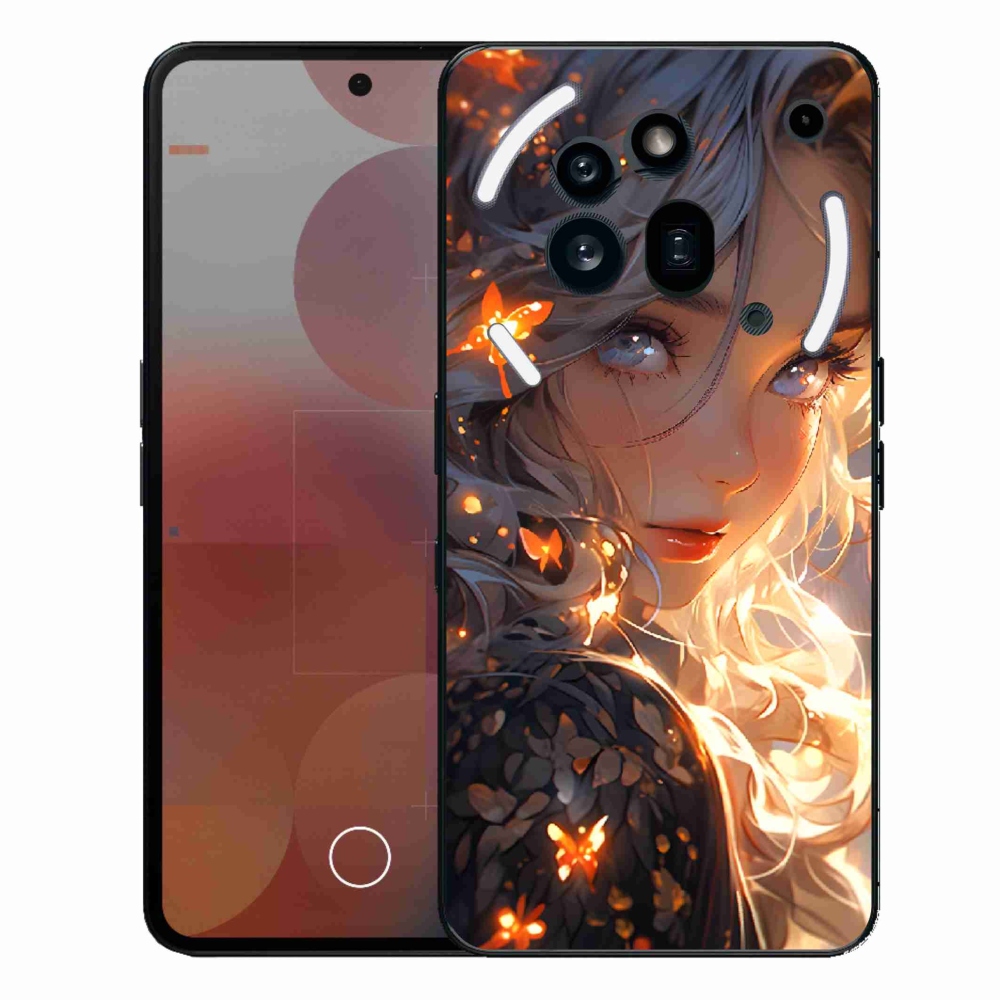 Zselés borító mmCase a Nothing Phone (3a) Pro készülékhez - lány és pillangók
