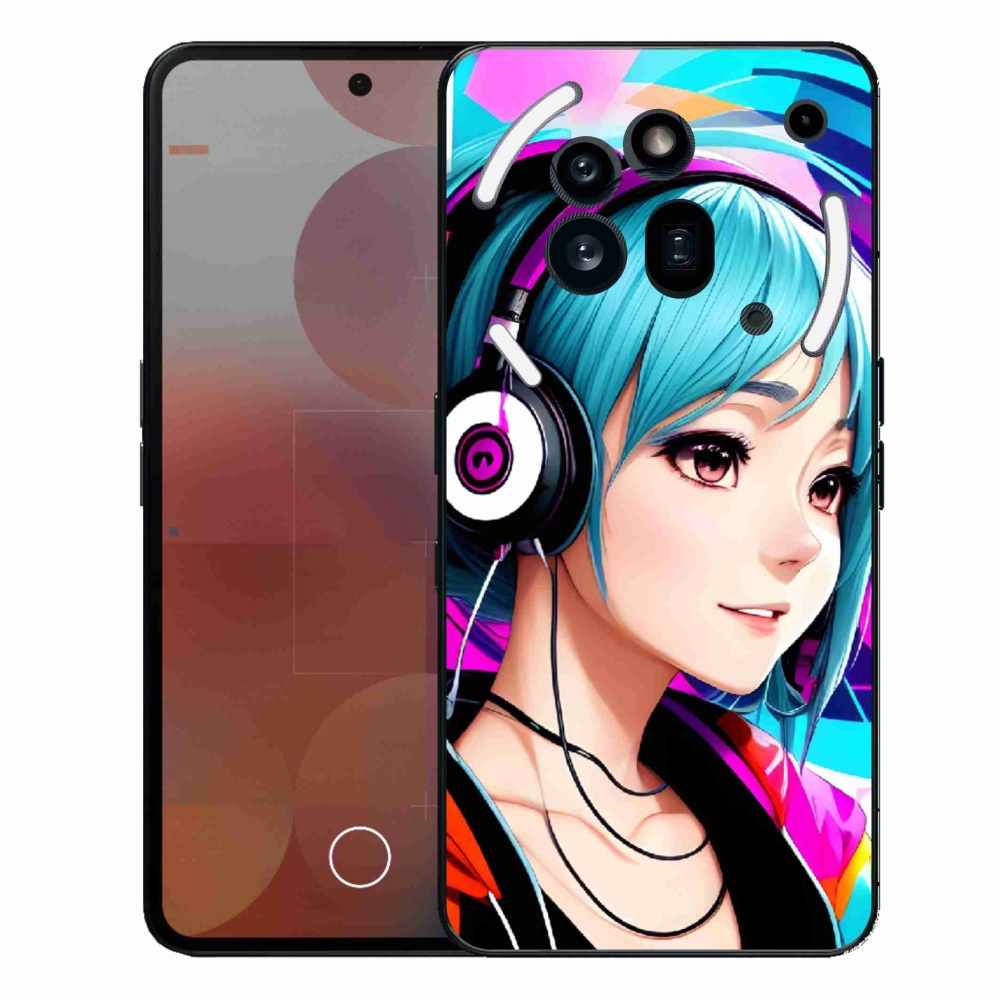Zselés borító mmCase a Nothing Phone (3a) Pro készülékhez - lány fejhallgatóval
