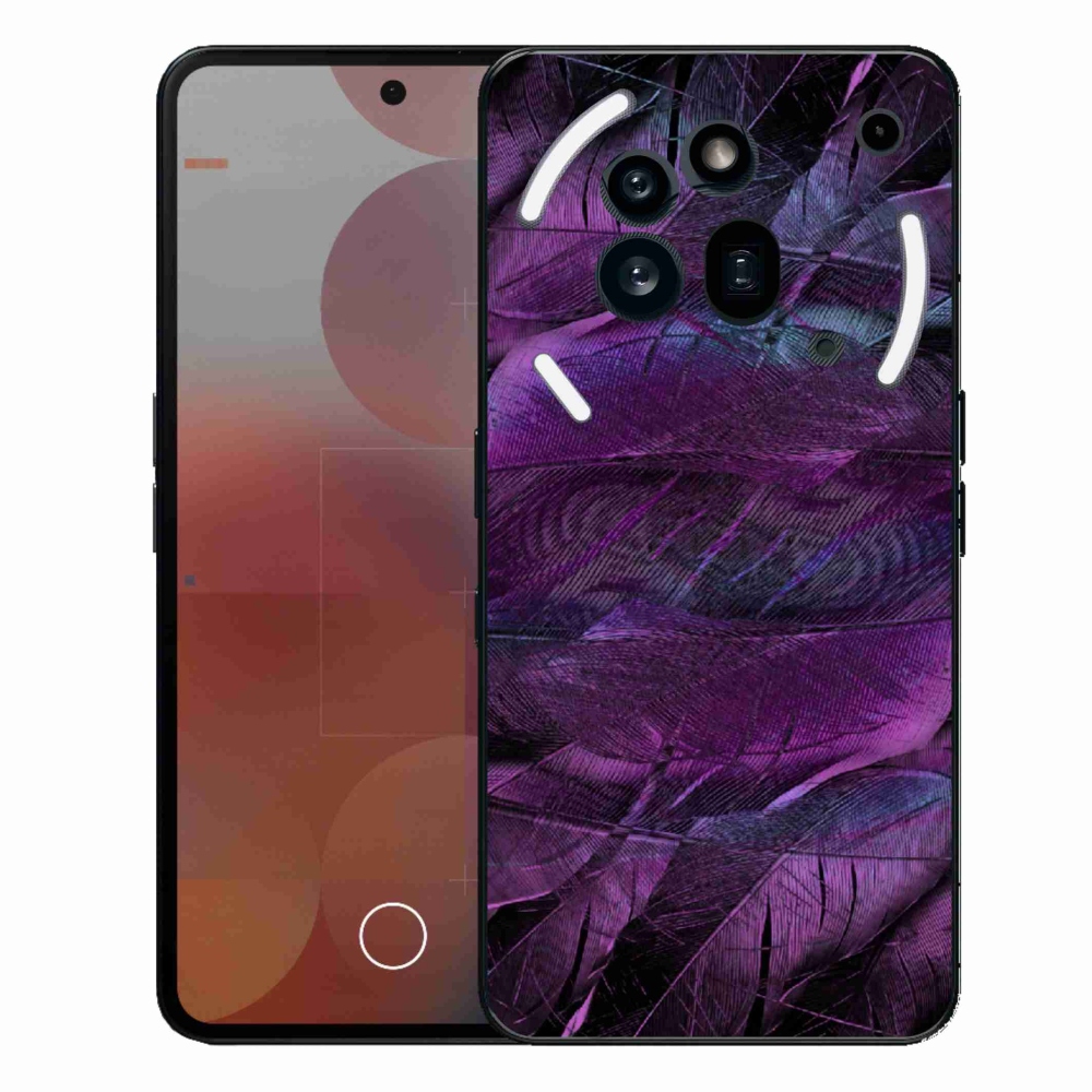 Zselés borítás mmCase a Nothing Phone (3a) Pro készülékhez - lila tollak