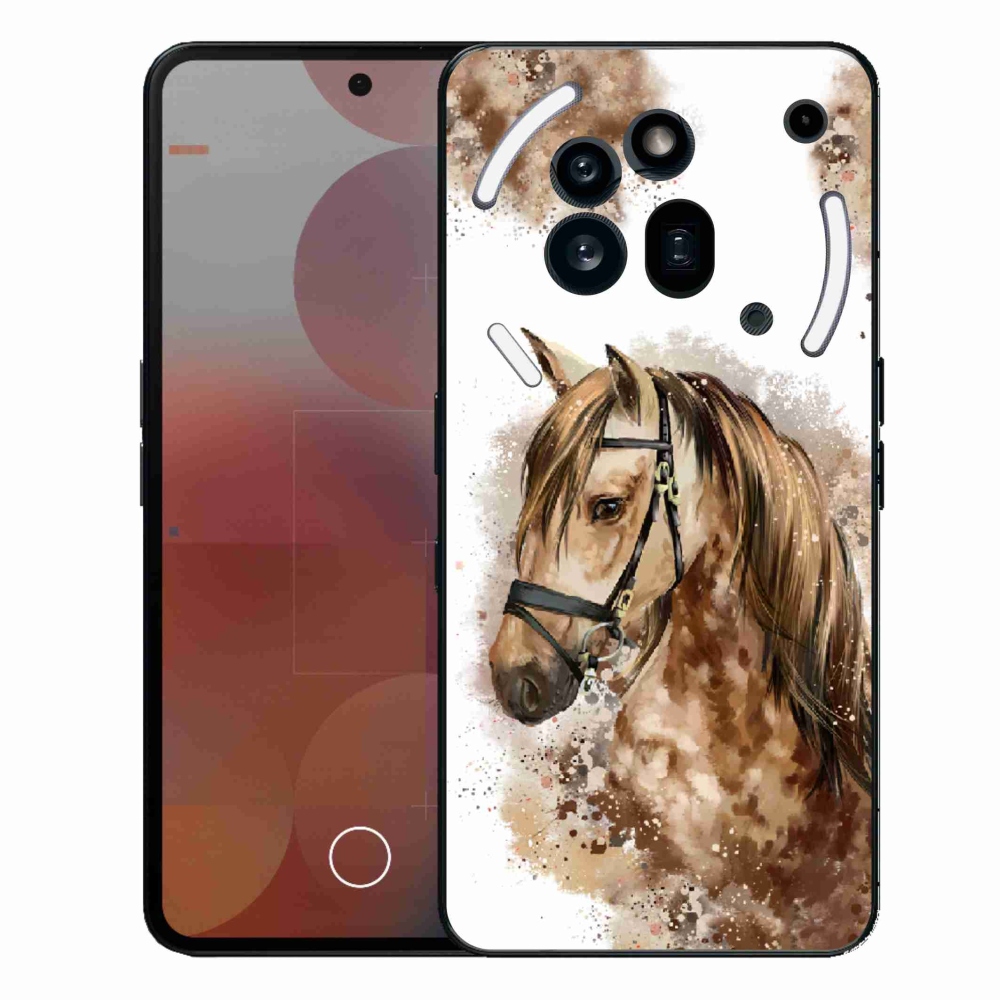 Zselés borítás mmCase a Nothing Phone (3a) Pro készülékhez - barna rajzfilm ló