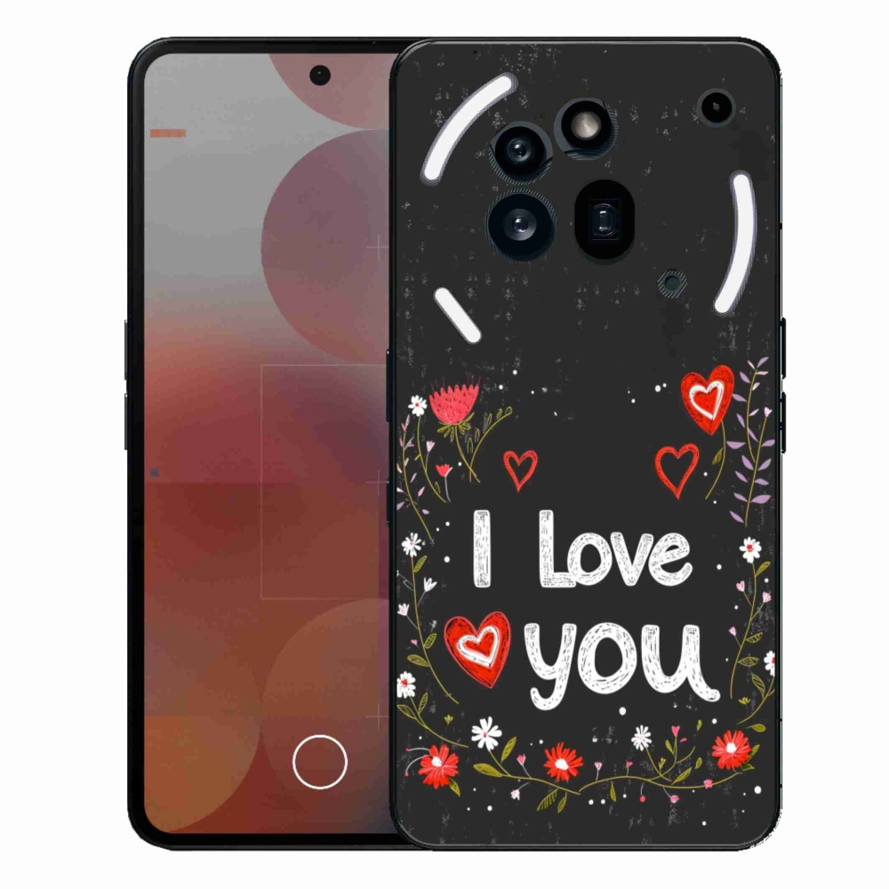 Zselés borítás mmCase a Nothing Phone (3a) Pro készülékhez - Szeretlek fekete háttérrel