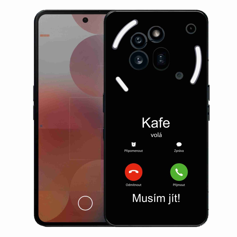 Zselés borítás mmCase a Nothing Phone (3a) Pro készülékhez - fekete háttérrel, kávé hívószámmal