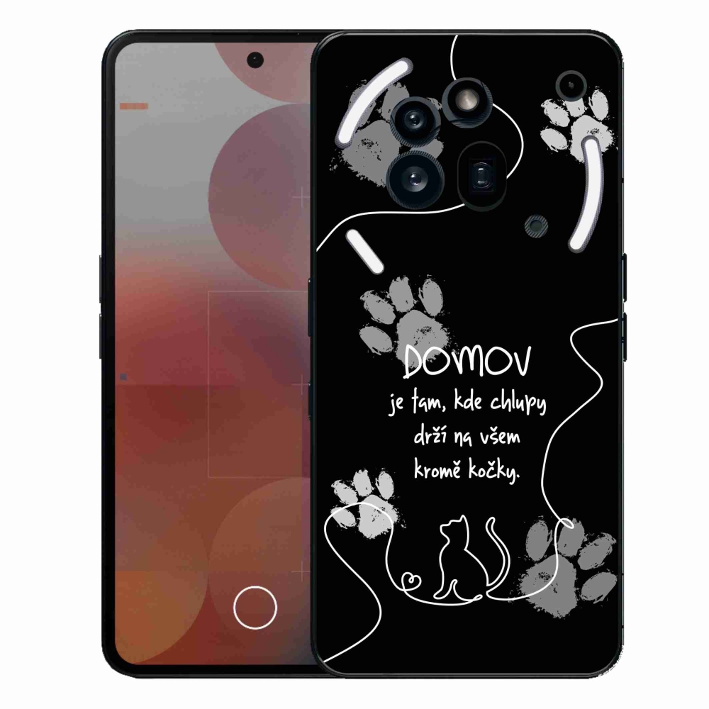 Zselés borító mmCase a Nothing Phone (3a) Pro készülékhez - macskamotívum fekete háttérrel