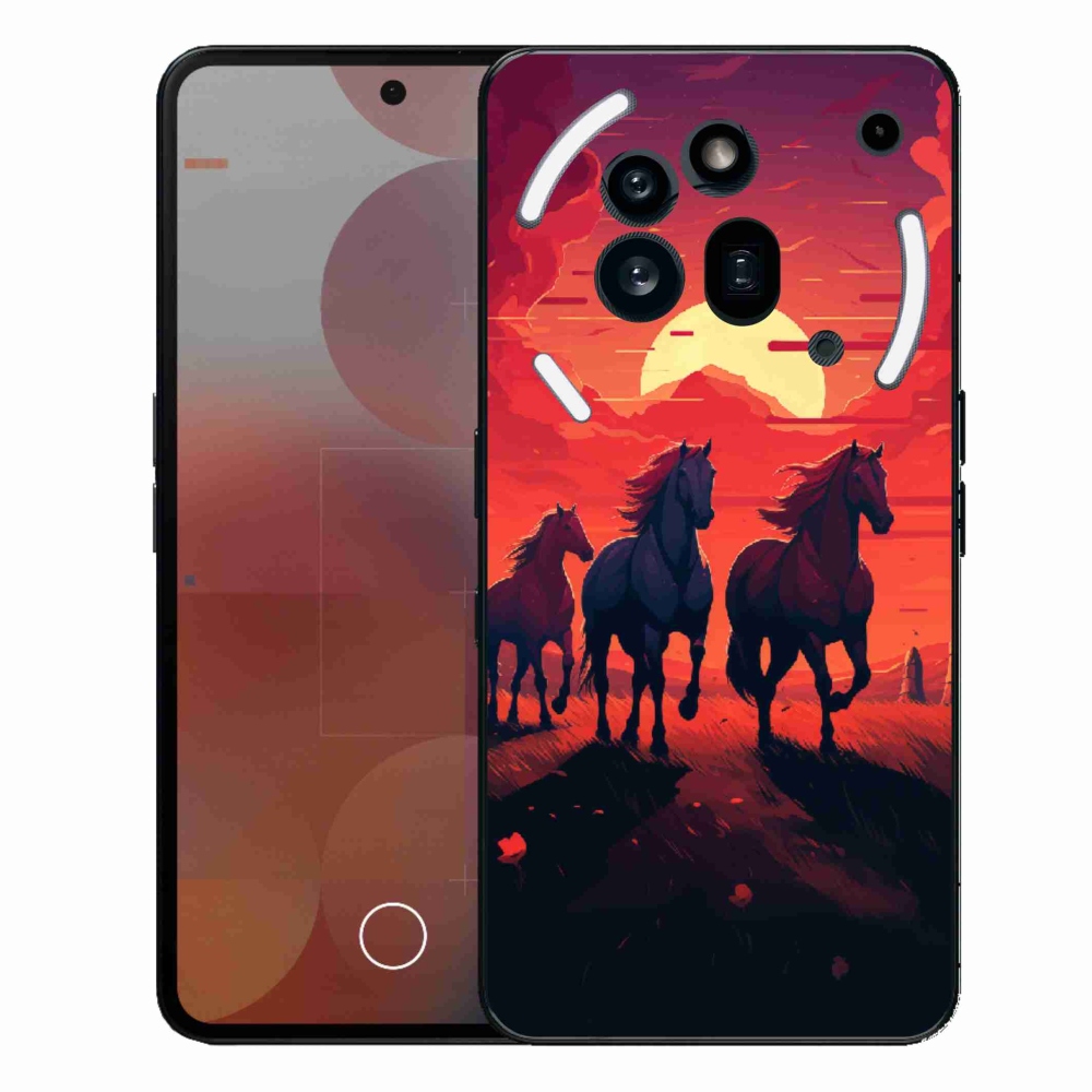 Zselés borítás mmCase a Nothing Phone (3a) Pro készülékhez - lovak és naplemente