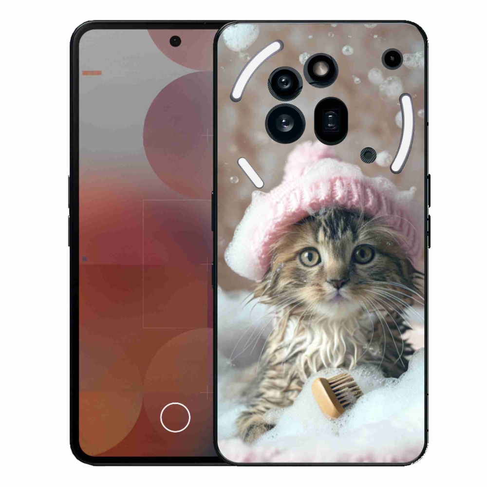 Zselés borító mmCase a Nothing Phone (3a) Pro készülékhez - cica és fürdő