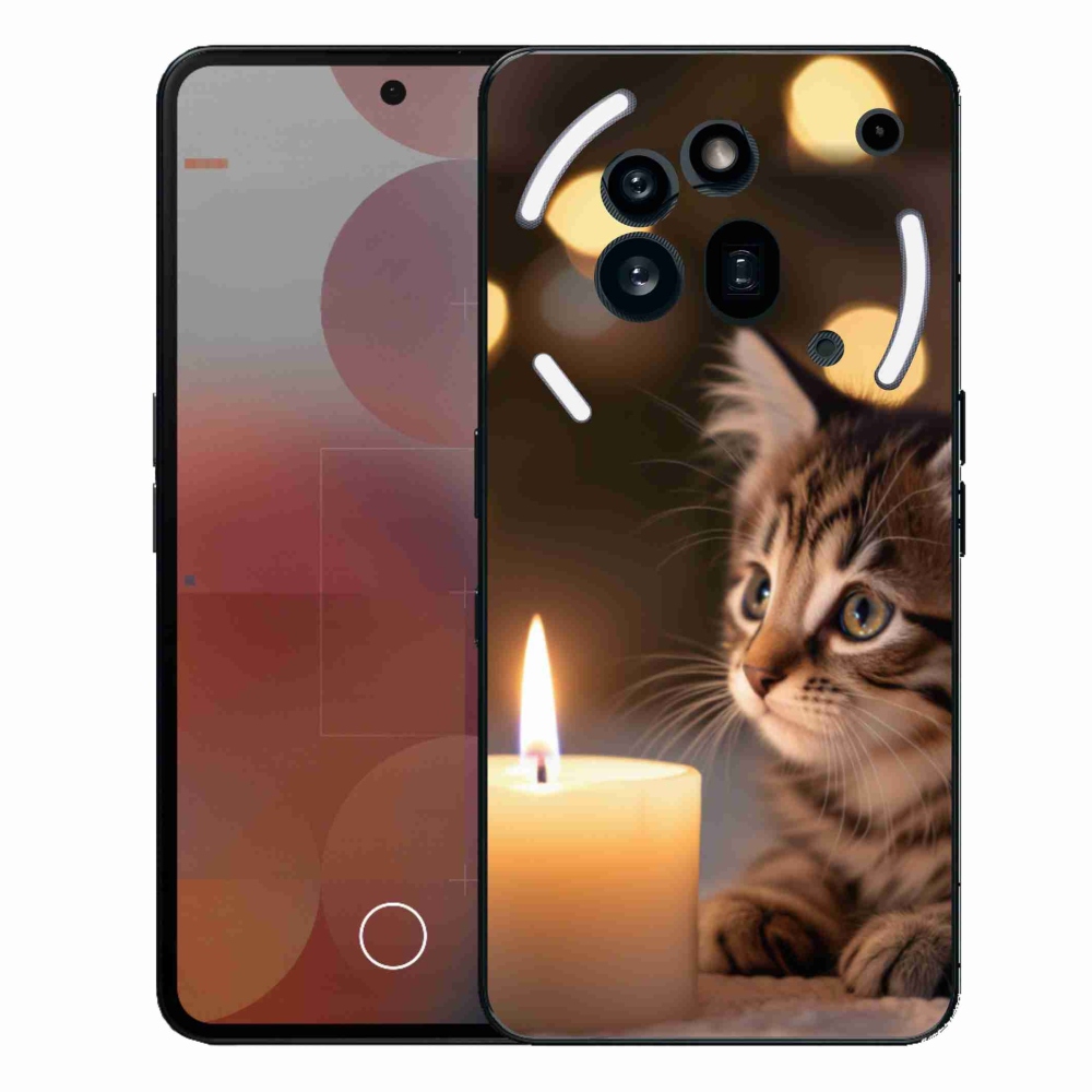 Zselés borító mmCase a Nothing Phone (3a) Pro készülékhez - cica és gyertya