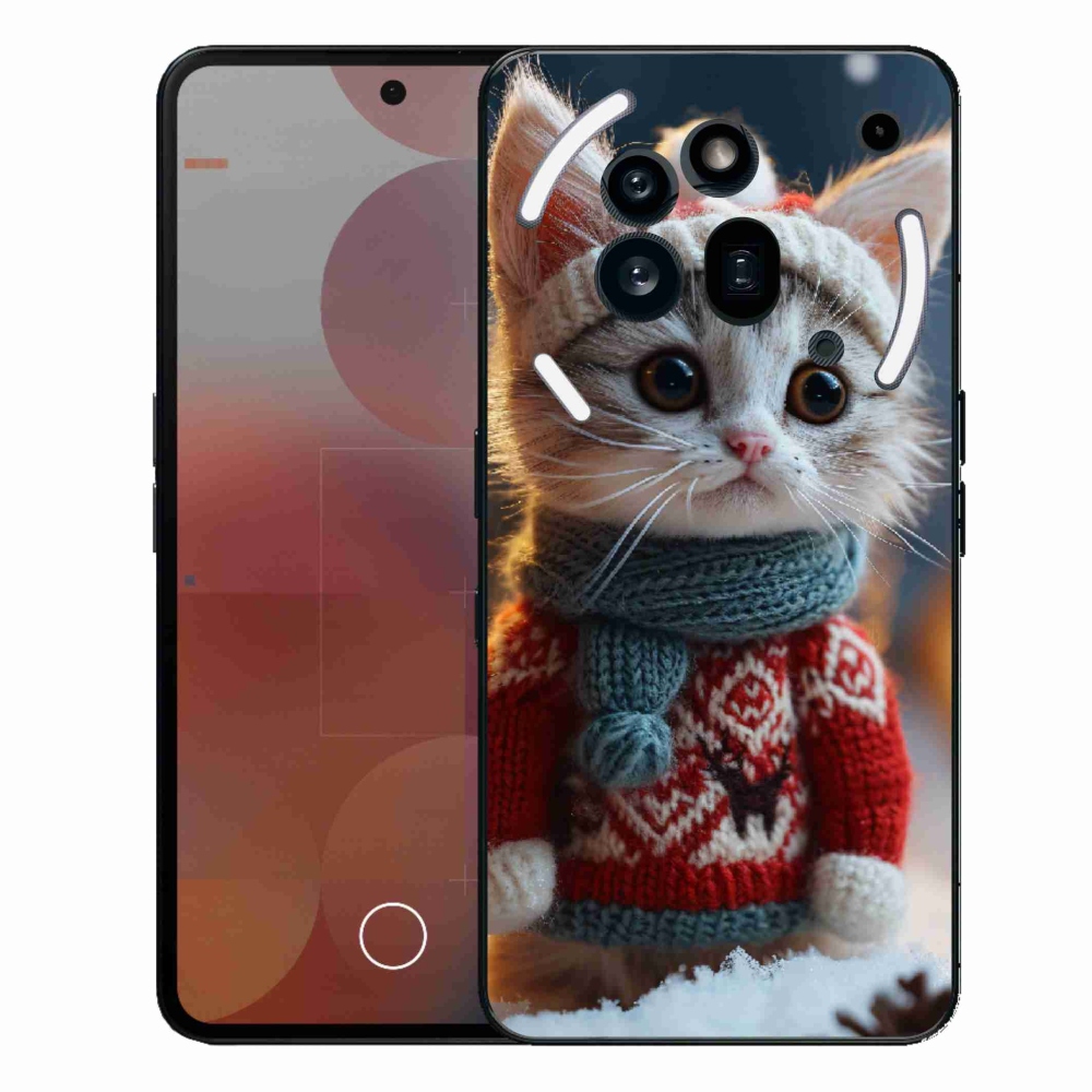 Zselés borítás mmCase a Nothing Phone (3a) Pro készülékhez - cica pulóverben