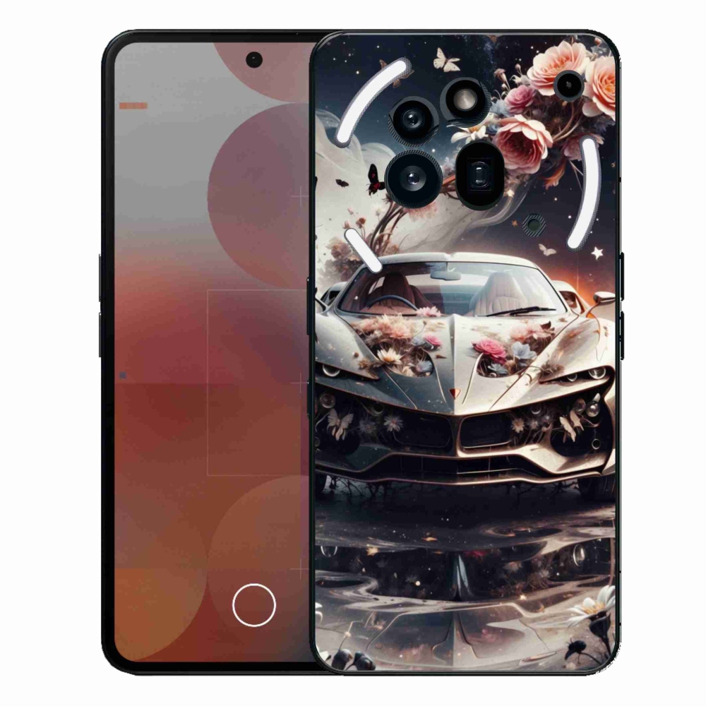 Zselés borító mmCase a Nothing Phone (3a) Pro készülékhez - virágos sportkocsi