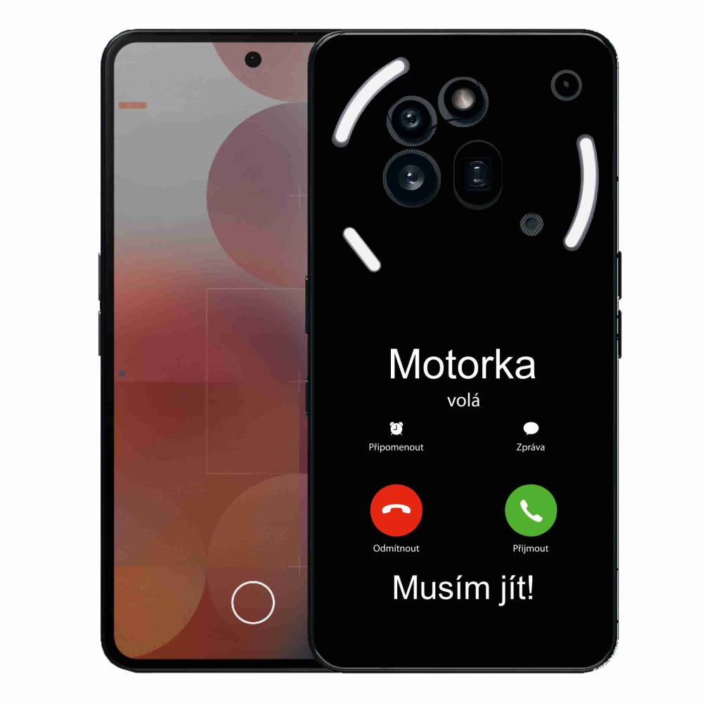 Zselés borítás mmCase a Nothing Phone (3a) Pro készülékhez - motoros hívás fekete háttérrel