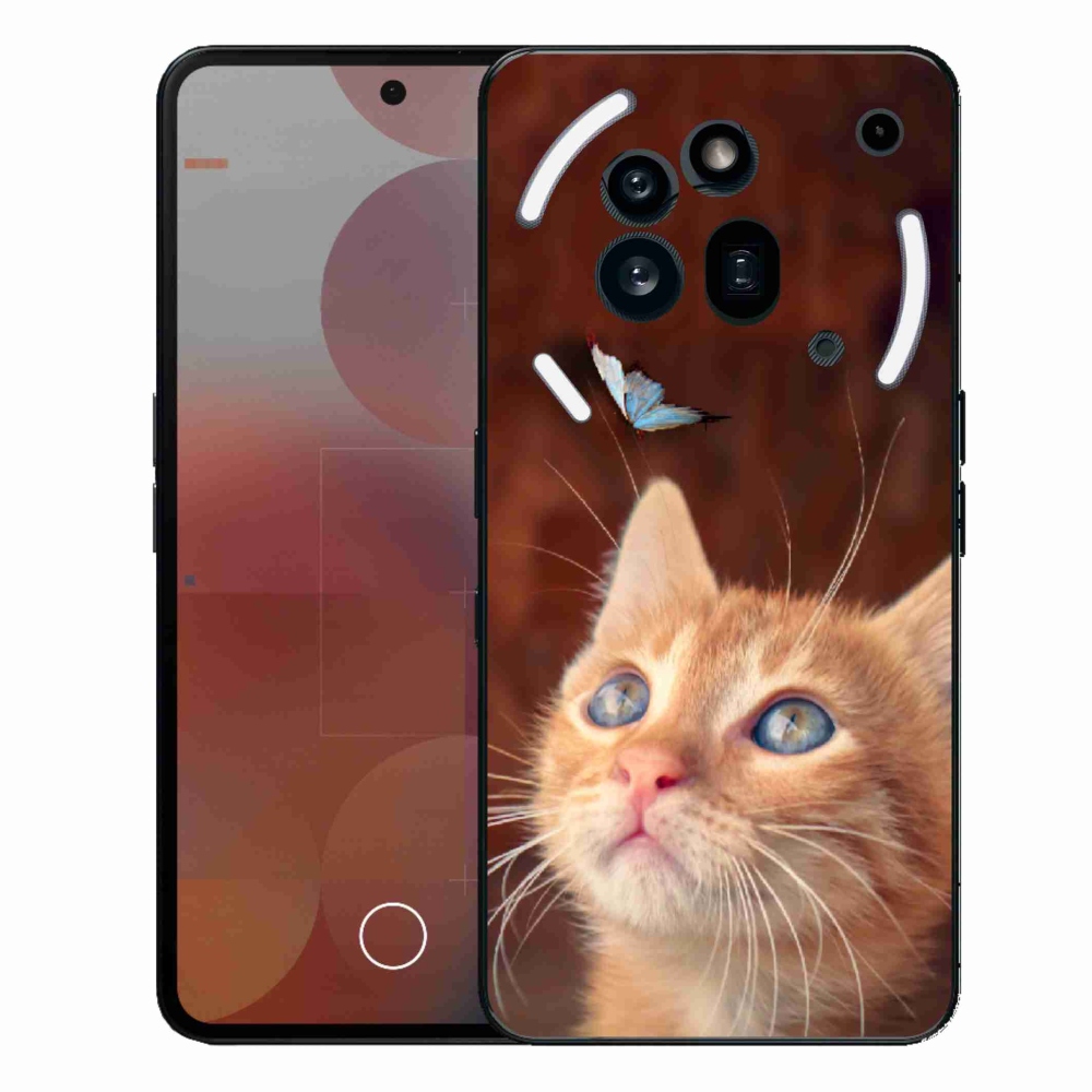Zselés borító mmCase a Nothing Phone (3a) Pro készülékhez - pillangó és cica