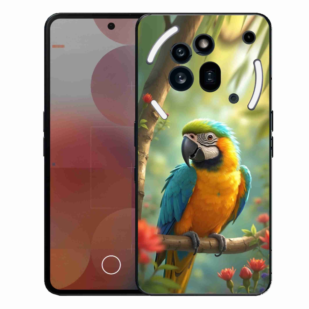 Zselés borítás mmCase a Nothing Phone (3a) Pro készülékhez - papagáj ara kék és sárga