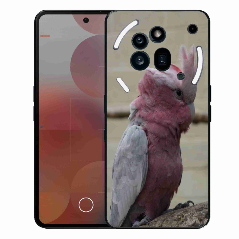 Zselés borítás mmCase a Nothing Phone (3a) Pro készülékhez - papagáj kakadu rózsaszínű