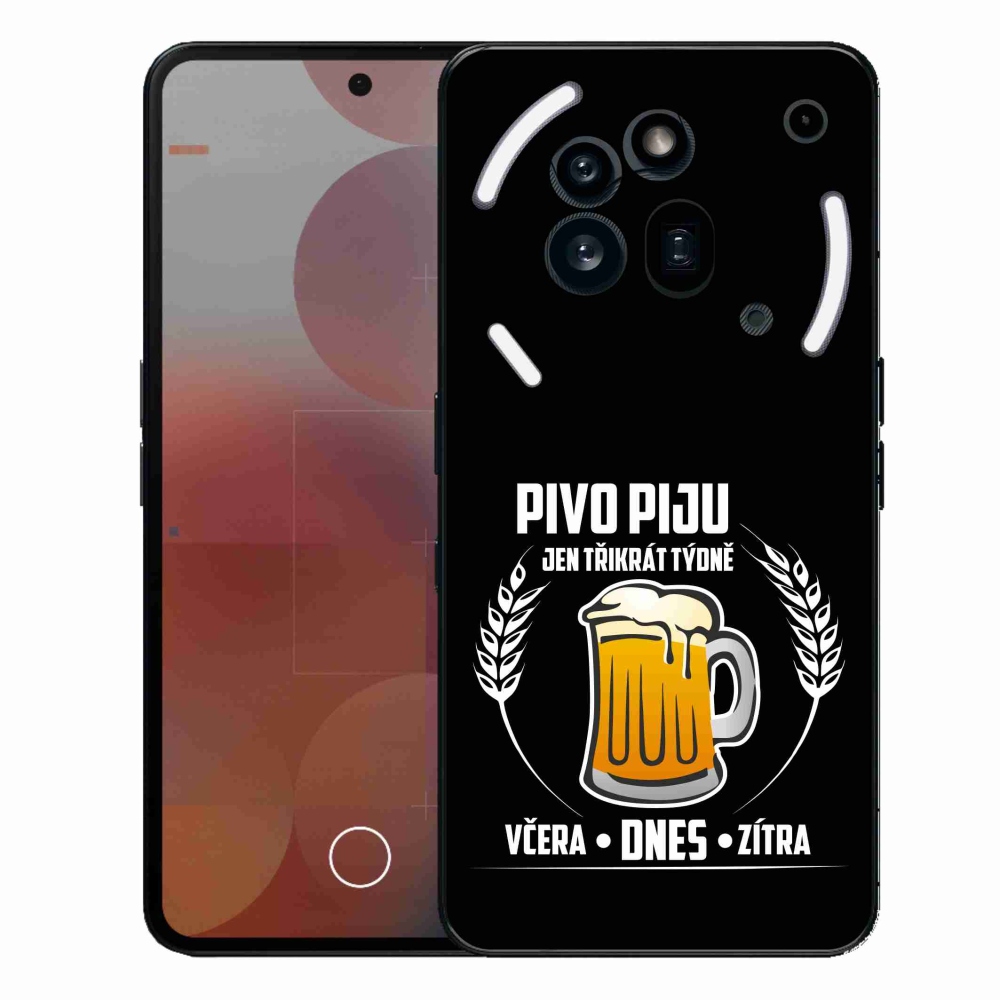 Zselés borítás mmCase a Nothing Phone (3a) Pro készülékhez - sör motívum fekete háttérrel