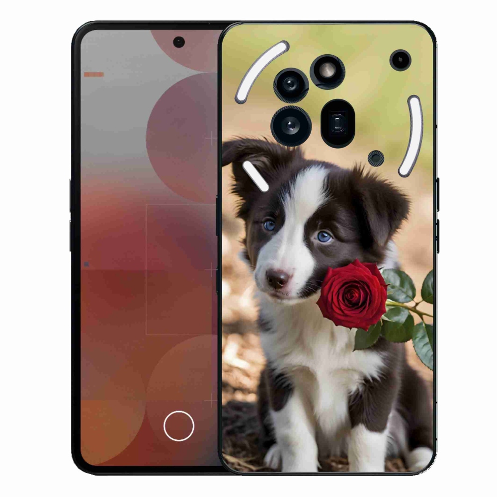 Zselés borító mmCase a Nothing Phone (3a) Pro készülékhez - aranyos border collie rózsával