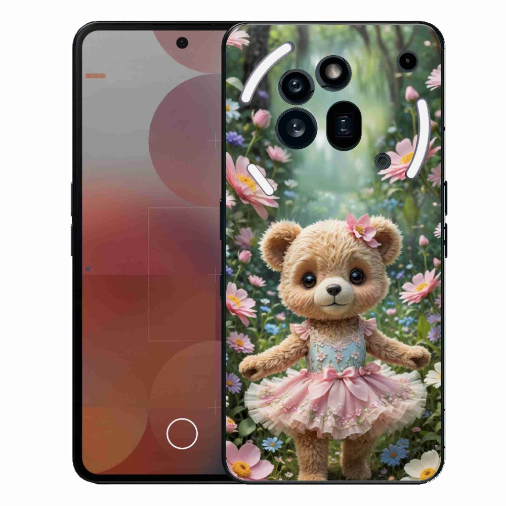 Zselés borítás mmCase a Nothing Phone (3a) Pro készülékhez - aranyos virágos mackó