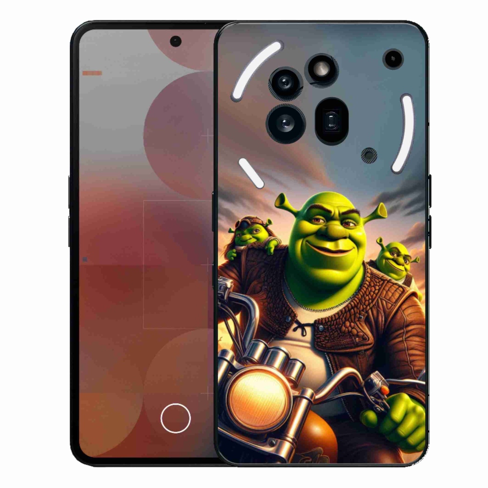 Zselés borítás mmCase a Nothing Phone (3a) Pro készülékhez - Shrek egy motorkerékpáron