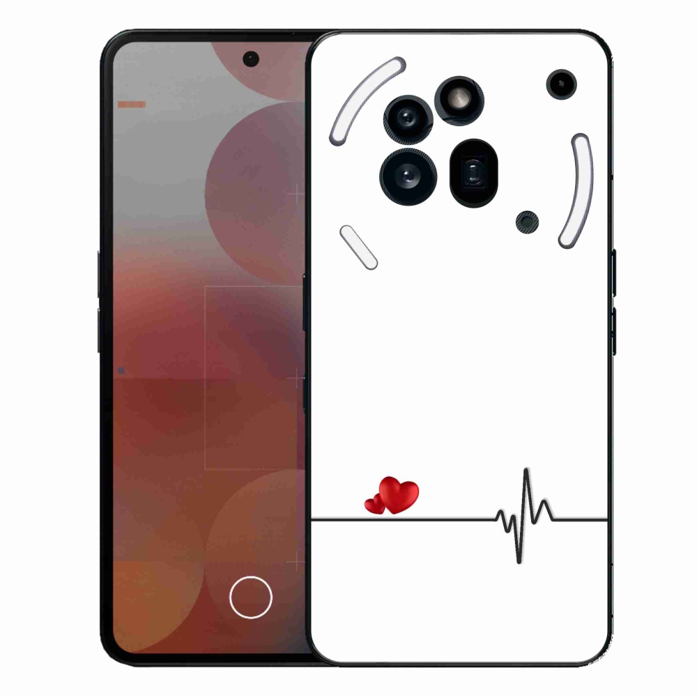 Zselés borító mmCase a Nothing Phone (3a) Pro készülékhez - szív és szívverés fehér háttérrel