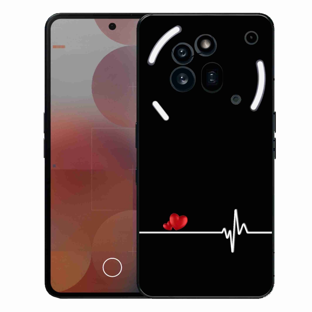 Zselés borító mmCase a Nothing Phone (3a) Pro készülékhez - szív és szívverés fekete háttérrel