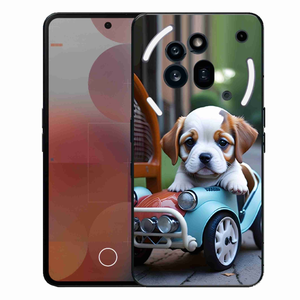 Zselés borítás mmCase a Nothing Phone (3a) Pro - kiskutya retro autóban