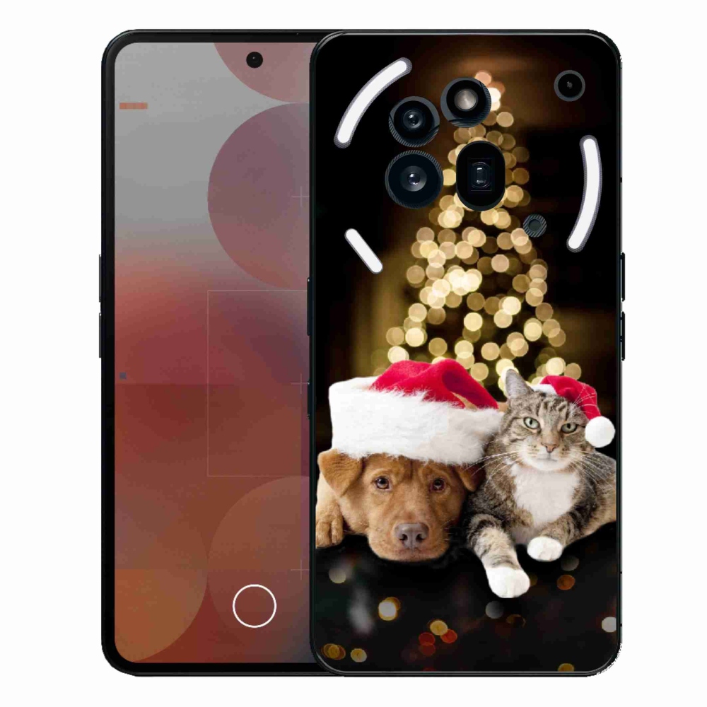 Zselés borítás mmCase a Nothing Phone (3a) Pro készülékhez - Karácsonyi kutya és macska
