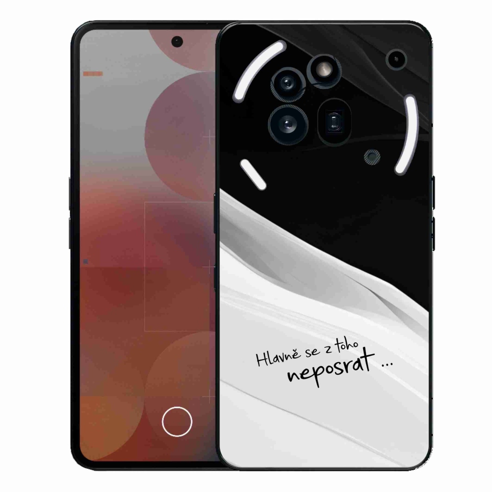 Zselés borító mmCase a Nothing Phone (3a) Pro készülékhez - vicces szöveg 13 fehér és fekete háttérrel