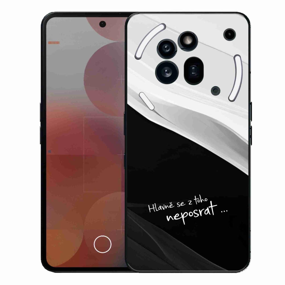 Zselés borító mmCase a Nothing Phone (3a) Pro készülékhez - vicces szöveg 13 fekete-fehér háttérrel