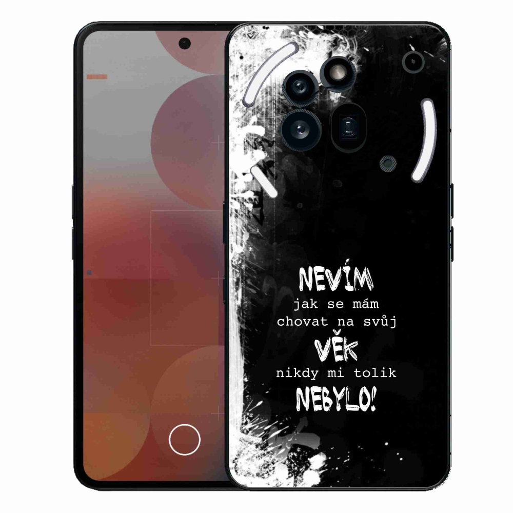 Zselés borító mmCase a Nothing Phone (3a) Pro készülékhez - vicces szöveg 14 fekete háttér