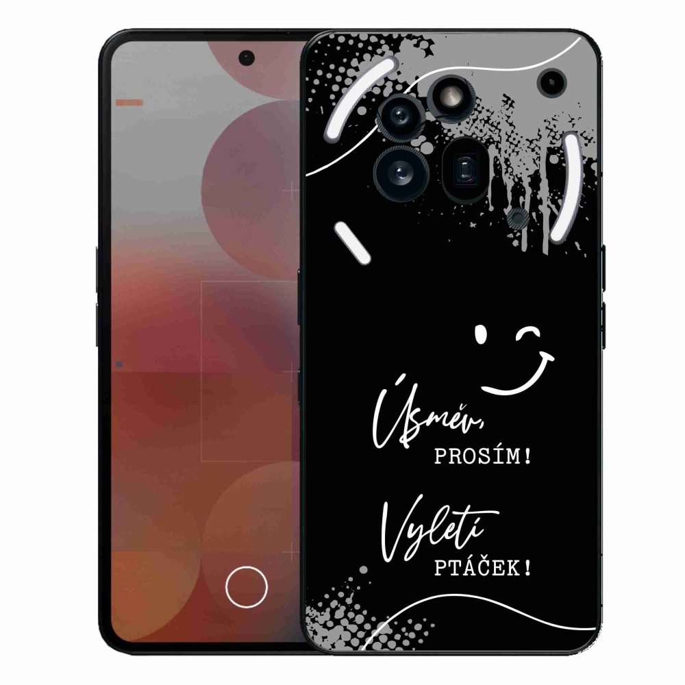 Gél borító mmCase a Nothing Phone (3a) Pro készülékhez - vicces szöveg 4 fekete háttér