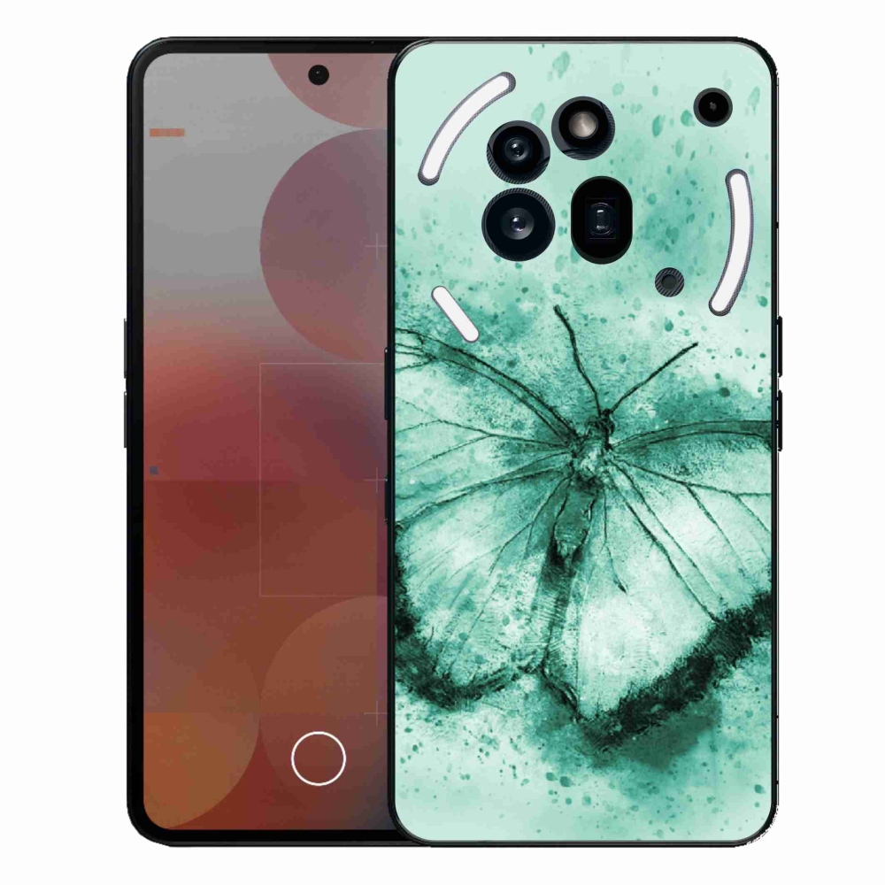 Zselés borítás mmCase a Nothing Phone (3a) Pro készülékhez - zöld pillangó