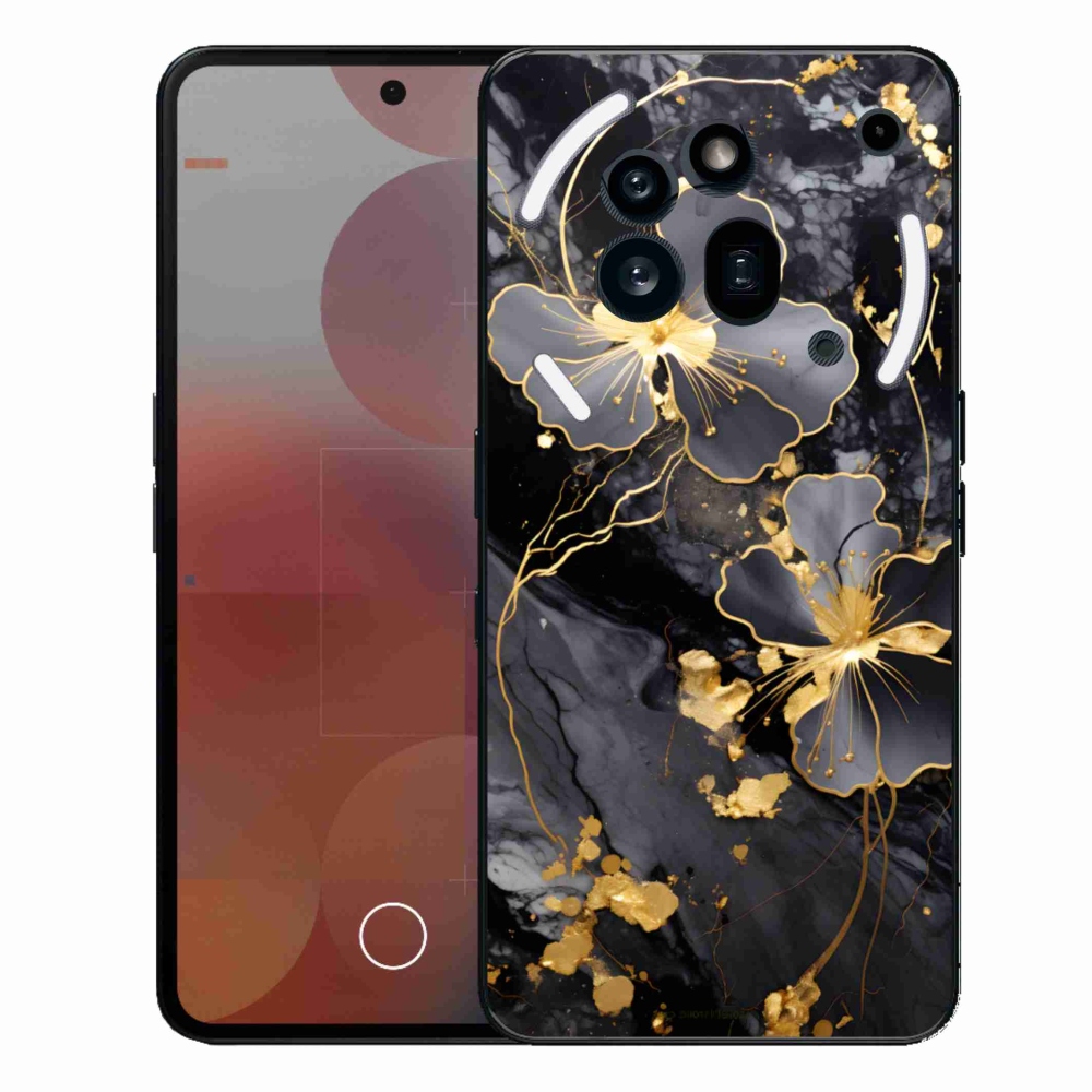 Zselés borítás mmCase a Nothing Phone (3a) Pro készülékhez - aranyszínű virágok