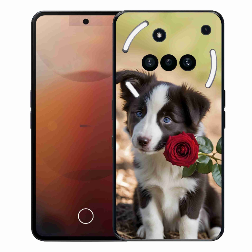 Zselés borító mmCase a Nothing telefonhoz (3a) - aranyos border collie rózsával