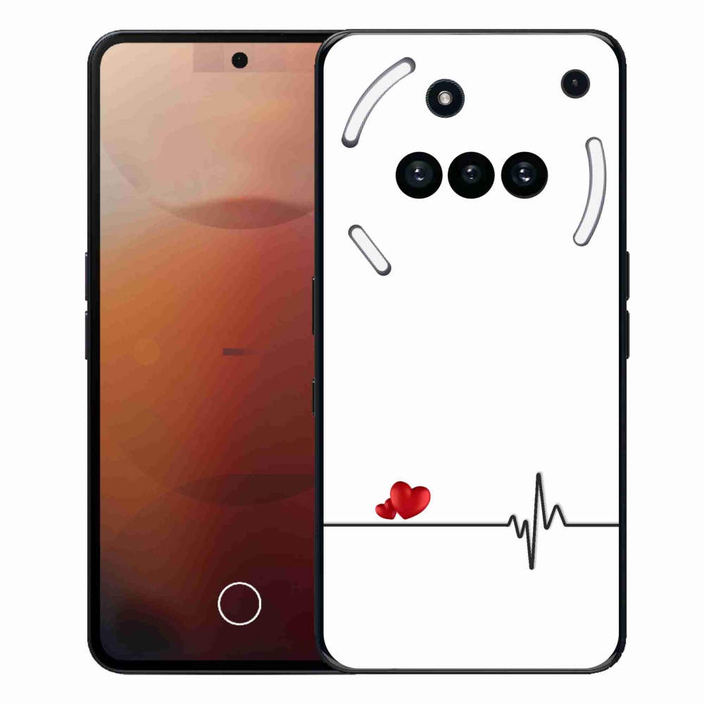 Zselés borító mmCase a Nothing Phone (3a) készülékhez - szív és szívverés fehér háttérrel