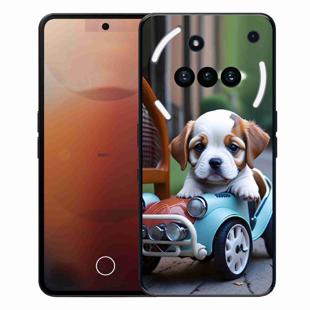 Gél borító mmCase a Nothing Phone (3a) - kiskutya retro autóban