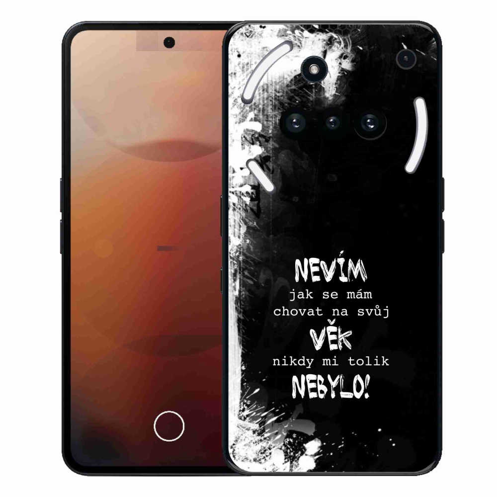 Zselés borító mmCase a Nothing Phone (3a) telefonhoz - vicces szöveg 14 fekete háttér