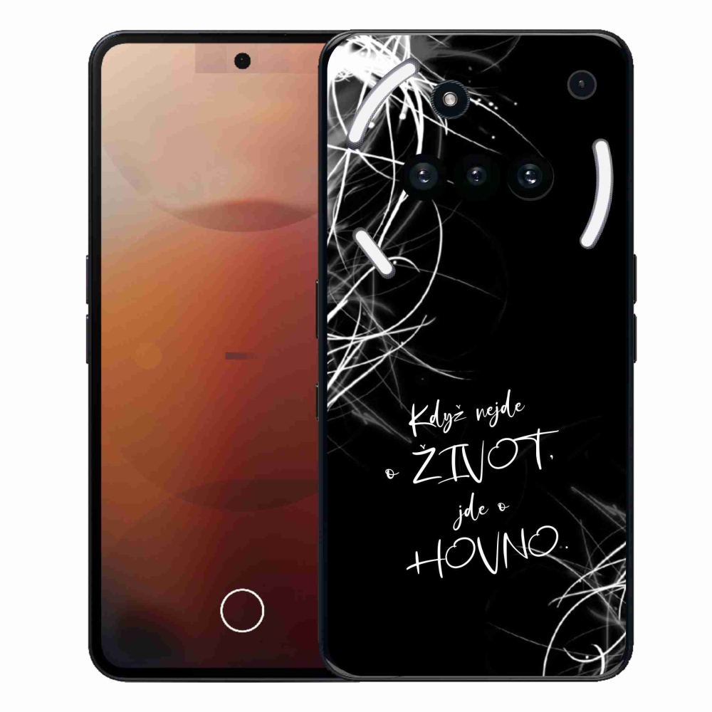 Zselés borító mmCase a Nothing Phone (3a) telefonhoz - vicces szöveg 16 fekete háttér
