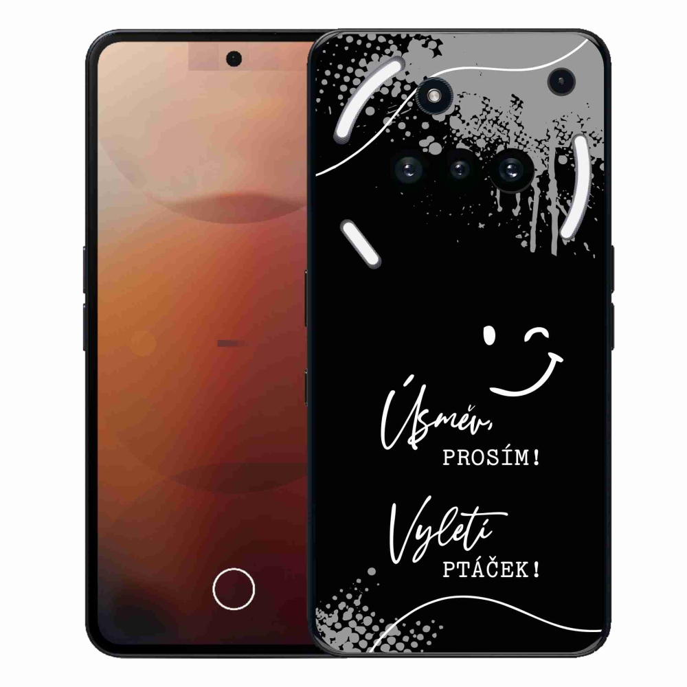 Zselés borító mmCase a Nothing Phone (3a) - vicces szöveg 4 fekete háttérrel