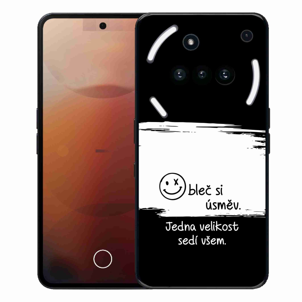 Zselés borító mmCase a Nothing Phone (3a) - vicces szöveg 8 fekete-fehér háttérrel