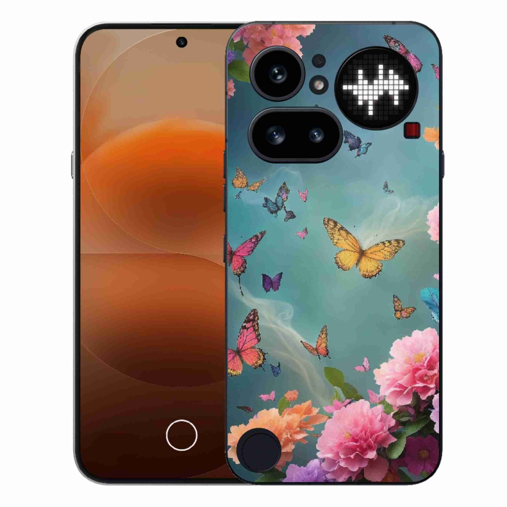 Zselés borító mmCase a Nothing Phone (4a) - színes virágok és pillangók