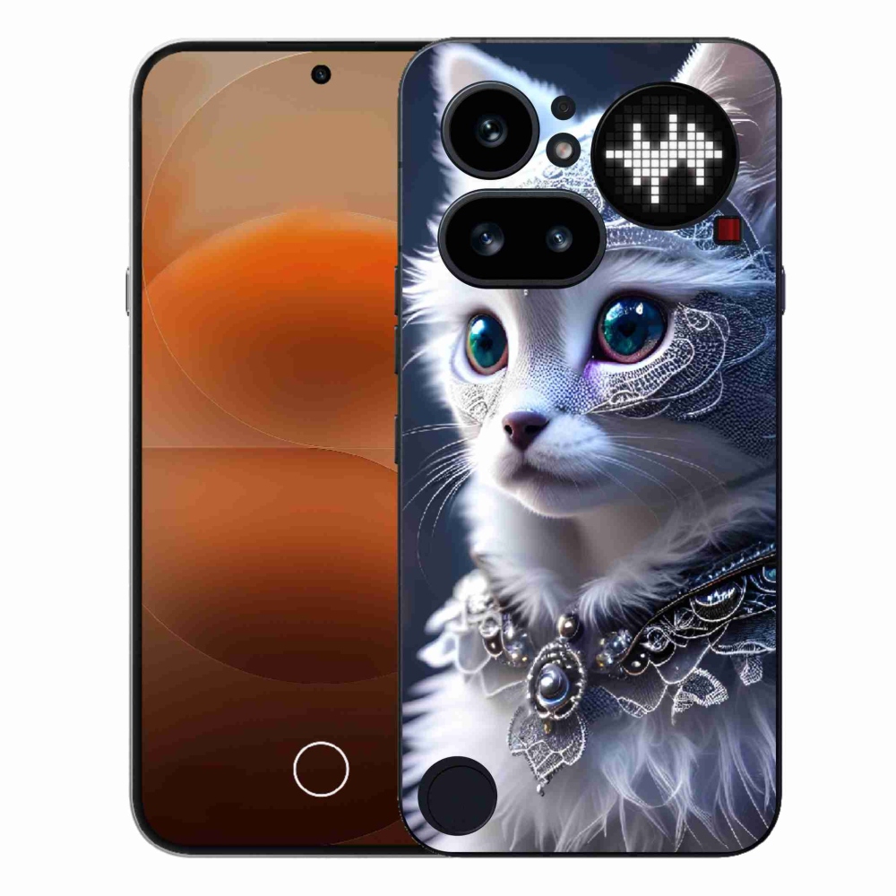 Zselés tok mmCase a Nothing Phone-hoz (4a) - fehér macska