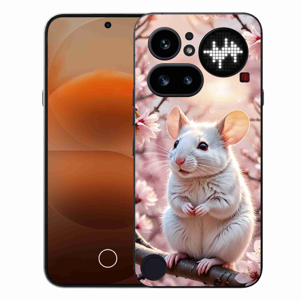 Zselés borítás mmCase a Nothing Phone-hoz (4a) - fehér egér az ágon