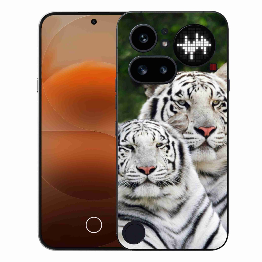 Zselés borítás mmCase a Nothing Phone (4a) - fehér tigrisek