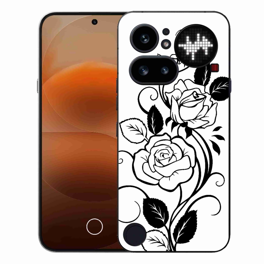 Zselés tok mmCase a Nothing Phone (4a) telefonhoz - fekete-fehér rózsa