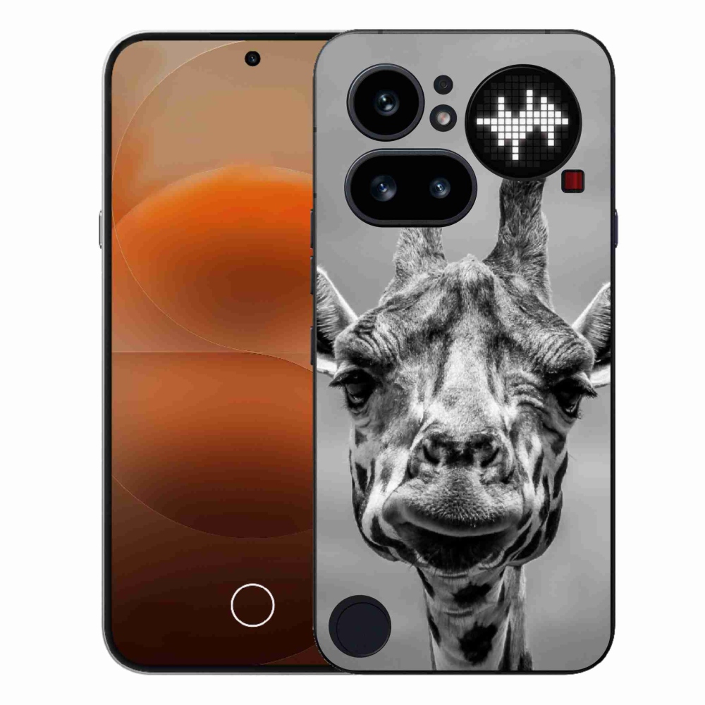 Zselés tok mmCase a Nothing Phone (4a) telefonhoz - fekete-fehér zsiráf